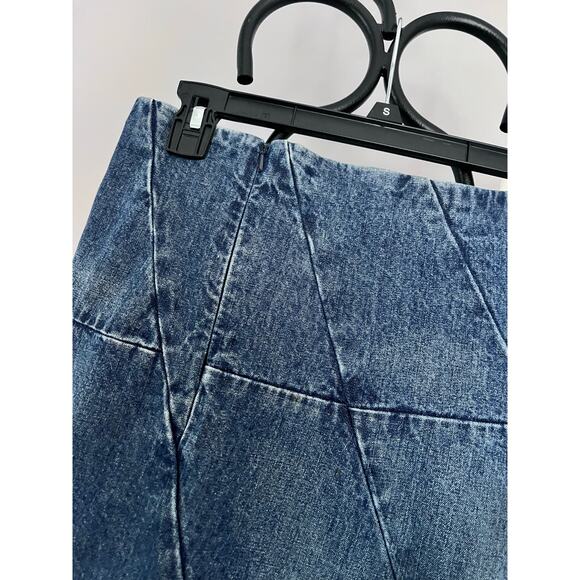 Y2K Nautica Denim Jean Faded Raw Hem Fringe  Skirt Size 6 - Picture 3 of 5